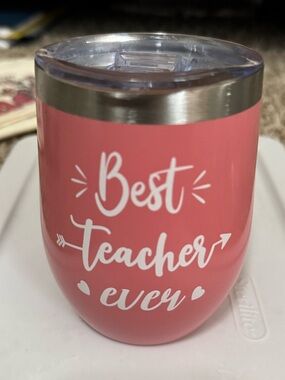 Pink "Best Teacher Ever" Insulated Tumbler - with Lid